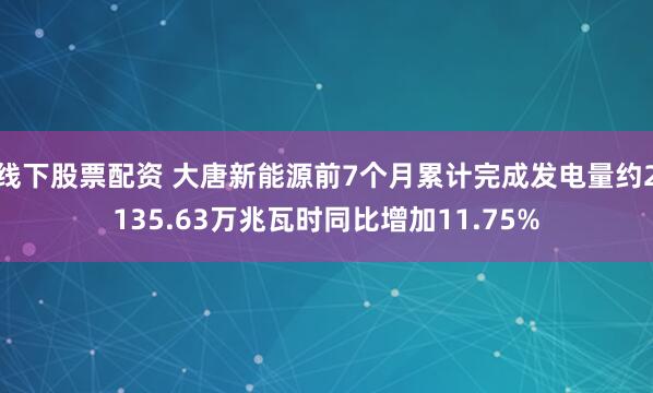 线下股票配资 大唐新能源前7个月累计完成发电量约2135.63万兆瓦时同比增加11.75%